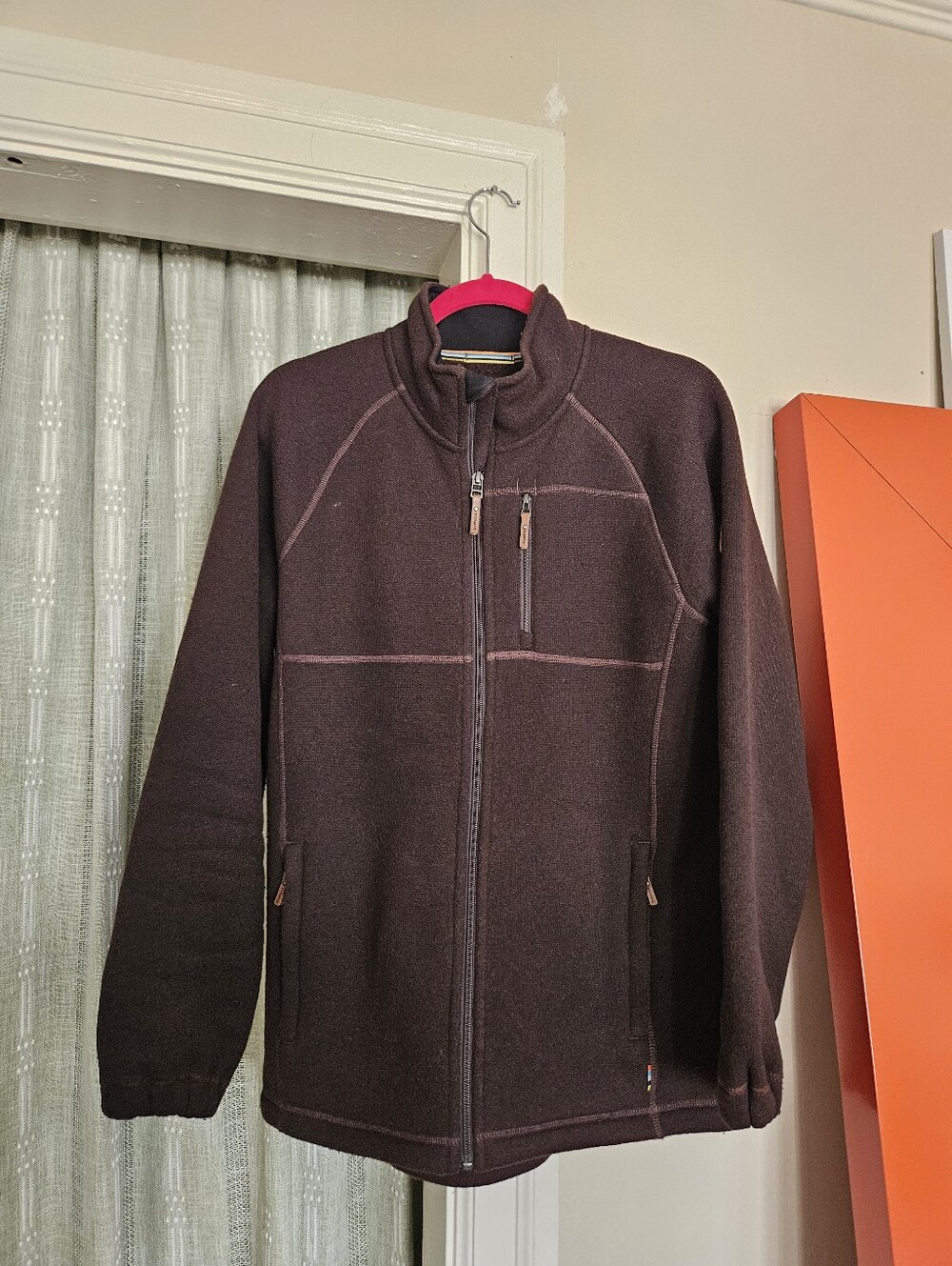 Smartwool Men’s Full Zip Merino Wool Blend Jacket in Brown sz M